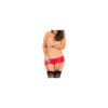 Porte-jarretelles string rouge grande taille fine maille 